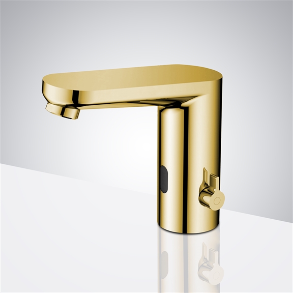 Polished Gold Deck Mounted Restroom Touchless Sensor Faucet